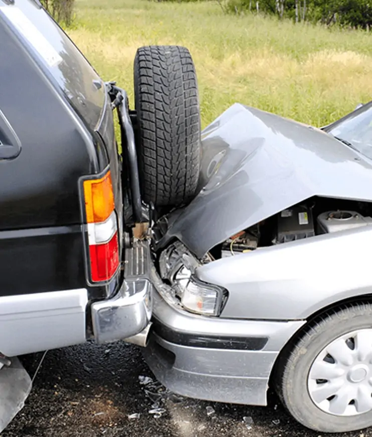 Two vehicles involved in a collision
